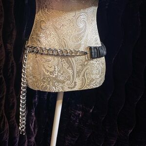 Black and silver chain belt #106